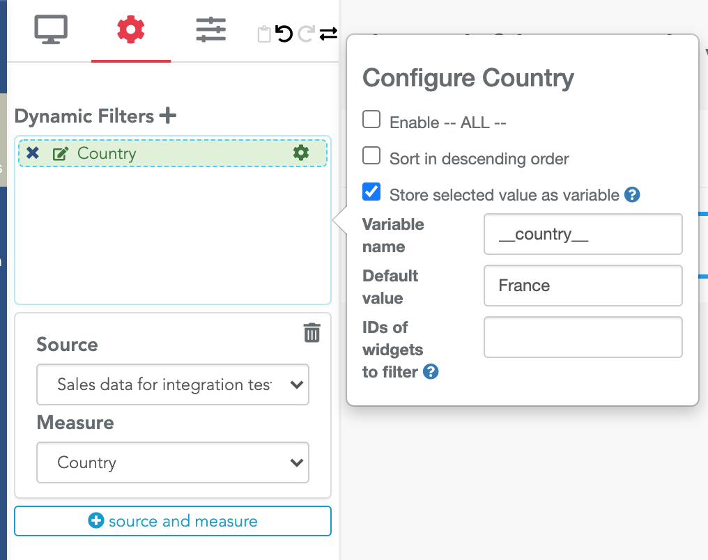 Use a dashboard variable from a dynamic filter.
